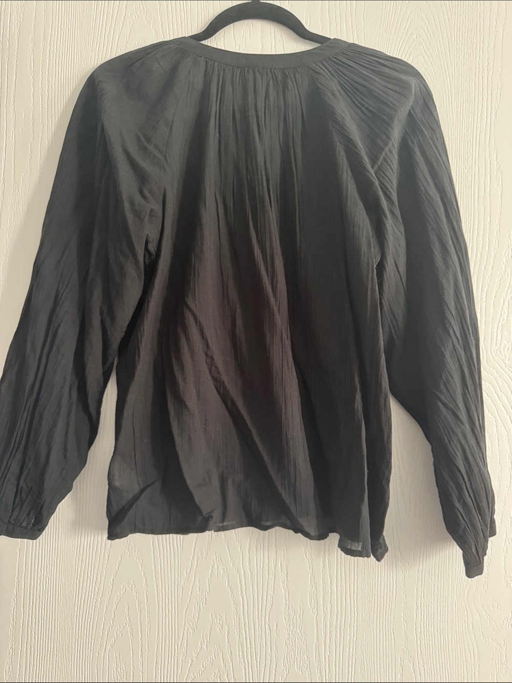 Old Navy Black Sheer Long-Sleeve Peasant Blouse - Picture 2 of 2